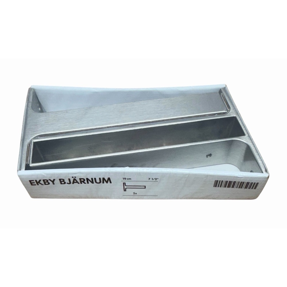 Ikea Ekby Bjarnum Shelf End Brackets Stainless Steel 7 1/2 19 cm New 1 Shelf Set